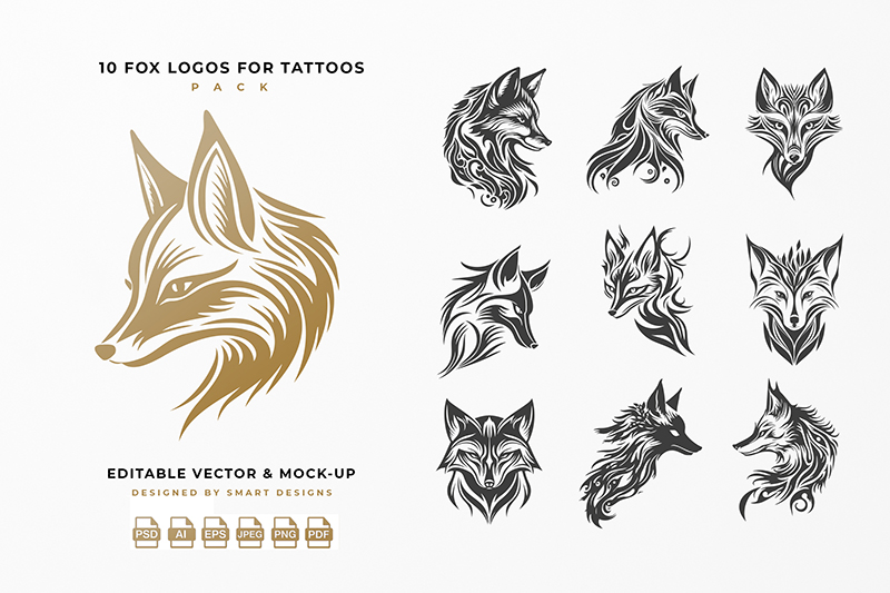 Fox Logos for Tattoos Pack x10