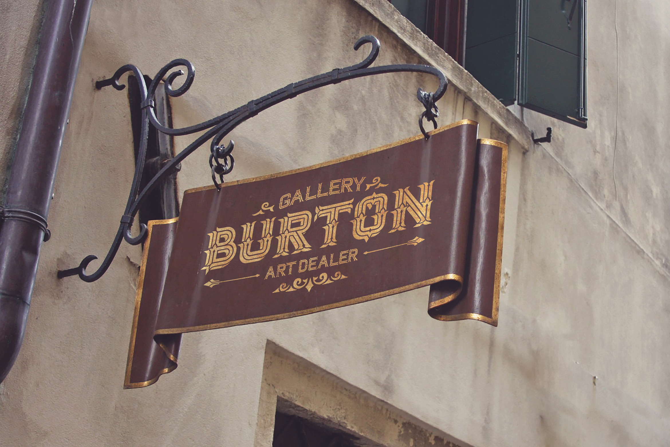 Download Mockups: Venetian Old Scroll Signboard