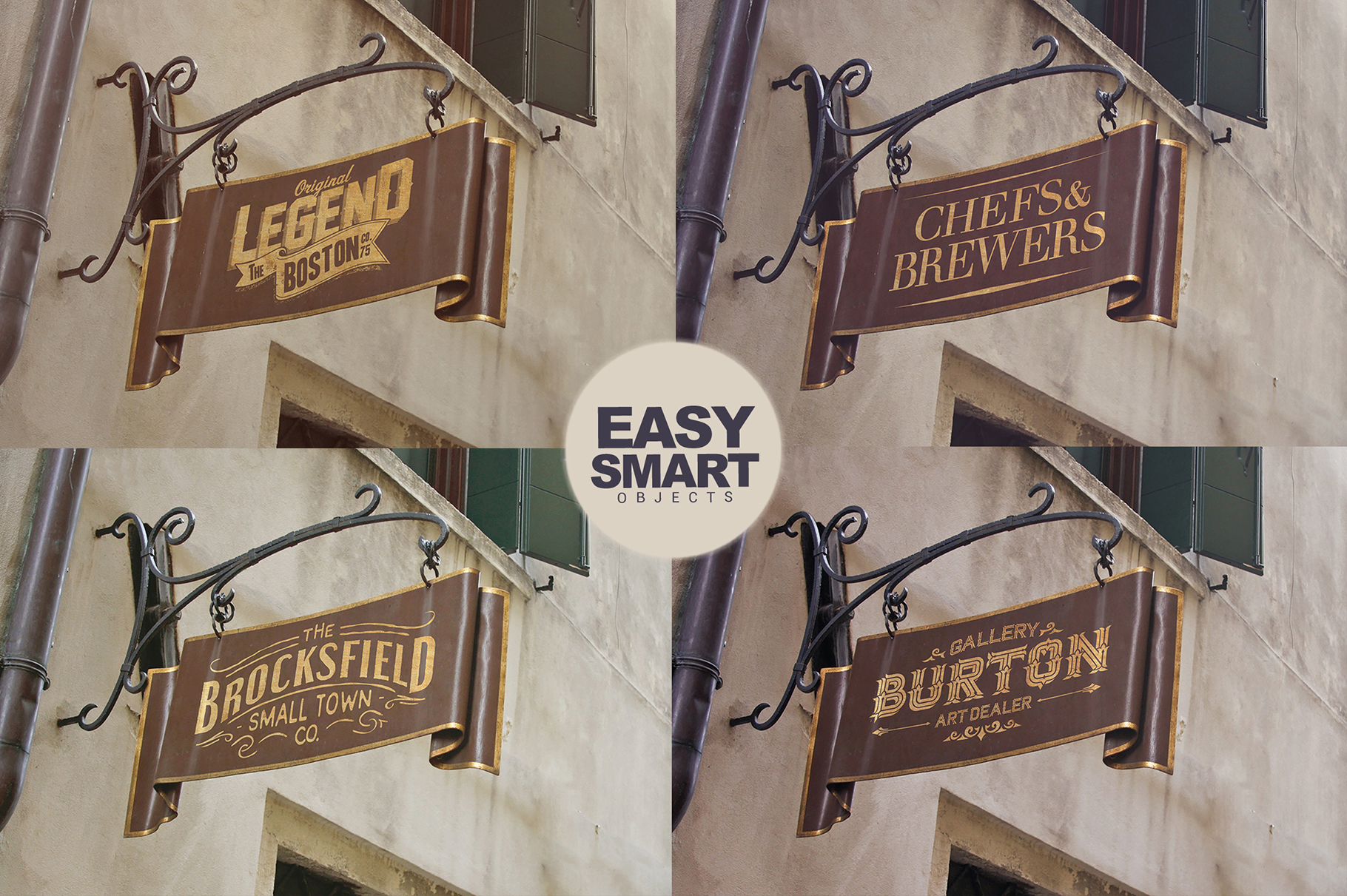 Download Mockups: Venetian Old Scroll Signboard