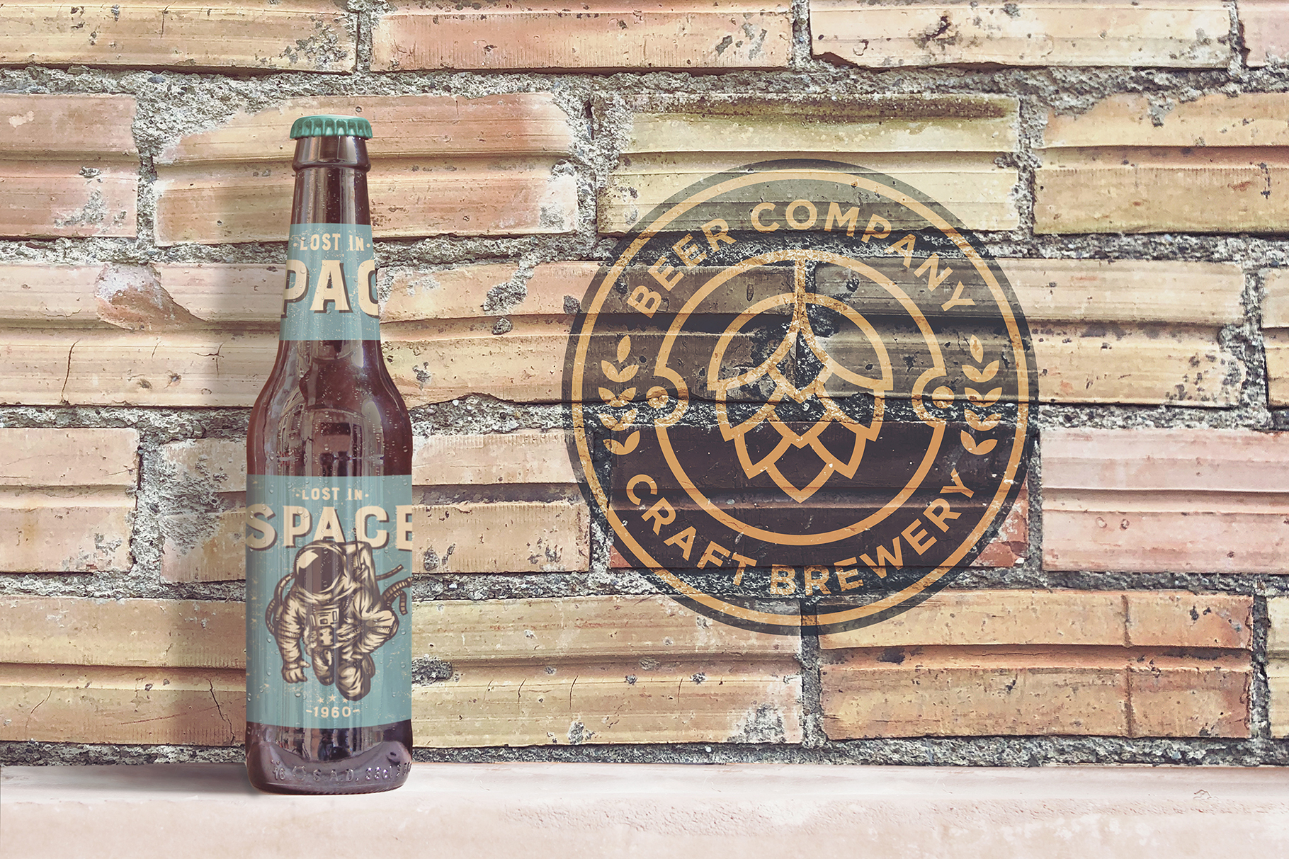 Download Mockups: Brick Backgrounds Beer Mockup