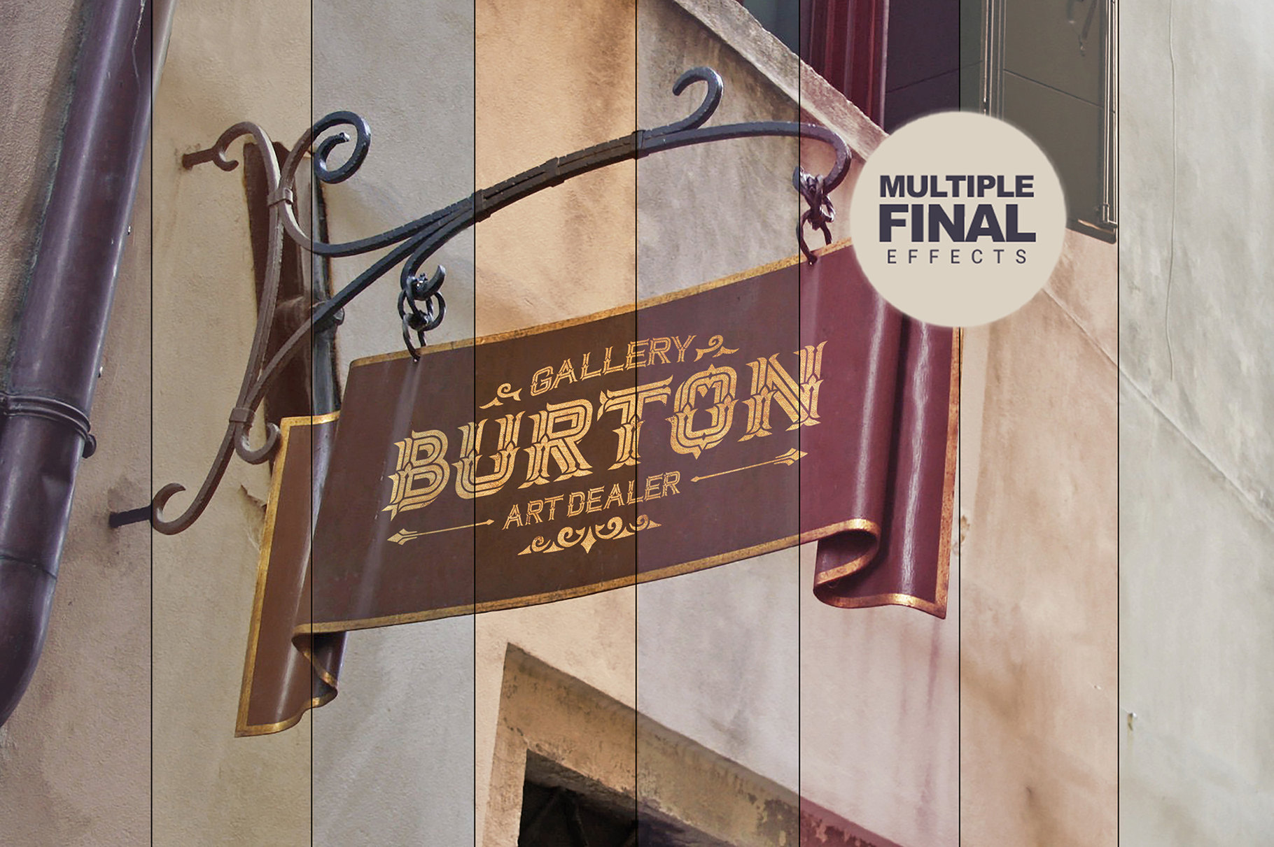 Download Mockups: Venetian Old Scroll Signboard