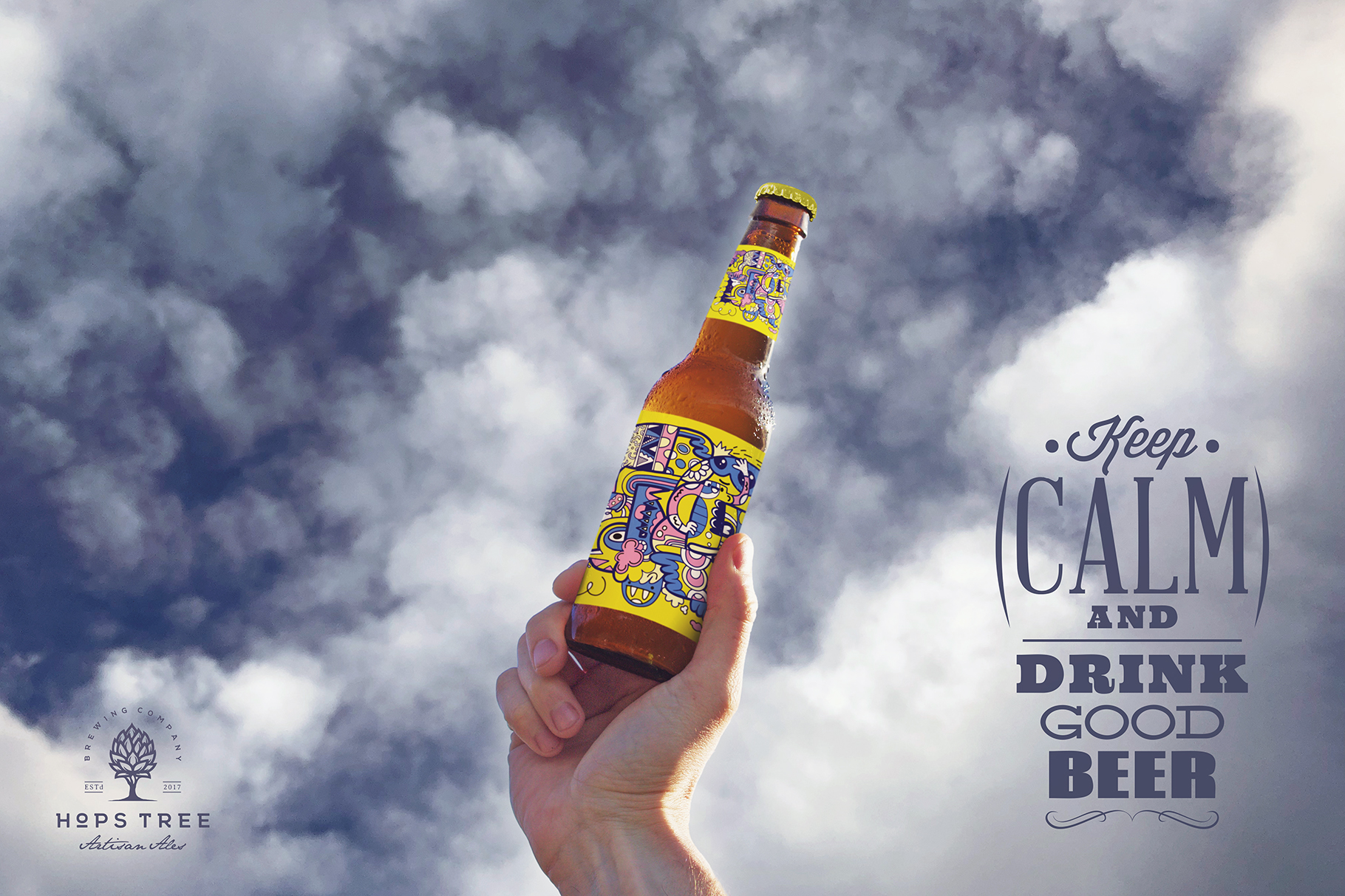 Download Mockups: Sky Background Beer Mockup